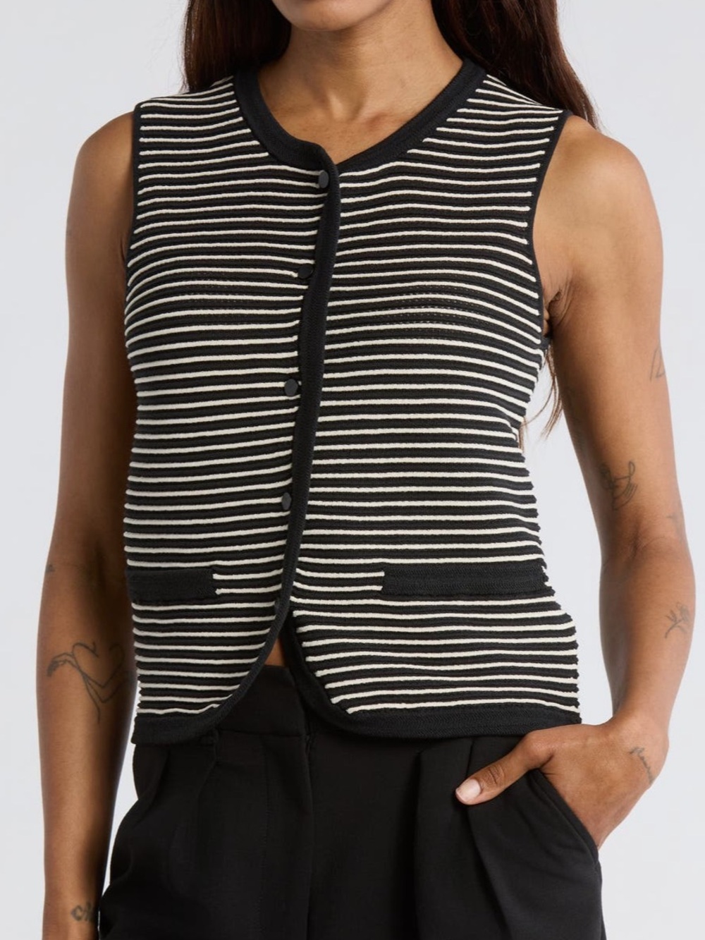 Rag & Bone Vivi Stripe Cotton Blend Sweater Vest